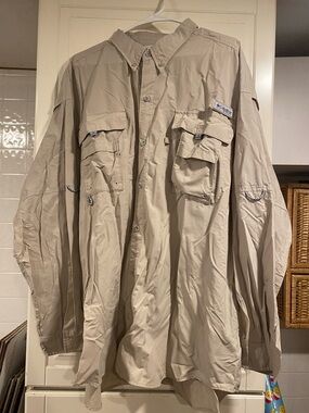 Columbia PFG Men's Long-Sleeve Utility Shirt Jacket - Khaki size XXL 3:29